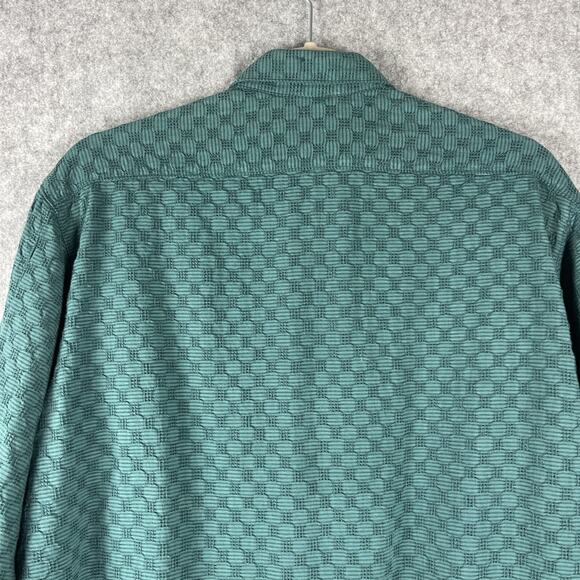 Vintage Guess Georges Marciano Shirt Mens 2 Green Textured Button Up 80s USA - Picture 12 of 15
